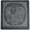 Personalisierte Schieferplatte Hund Gedenkstein mit Gravur | Fotogravur Hundegrabstein | Erinnerung Haustier 10x10 cm |