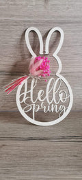 3 Stück Hello Spring Anhänger | Frühlingsdeko Holz | Laser Cut Schriftzug | Geschenkanhänger Frühling | Türdeko & Osterstrauß | Modern Boho