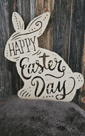 Osterhase aus Holz | Holzfigur Osterdeko | Natürliche Frühlingsdeko | Tischdeko Ostern | Handgemachte Hasen Figur