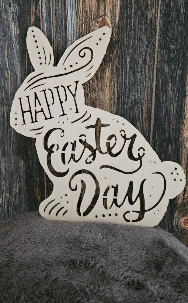 Osterhase aus Holz | Holzfigur Osterdeko | Natürliche Frühlingsdeko | Tischdeko Ostern | Handgemachte Hasen Figur