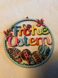 3 Stück Geschenkanhänger Frohe Ostern | Holz Anhänger Bunt | Handbemalt Laser Cut | Osterdeko Osterstrauß | Geschenke Verpackung | Deko