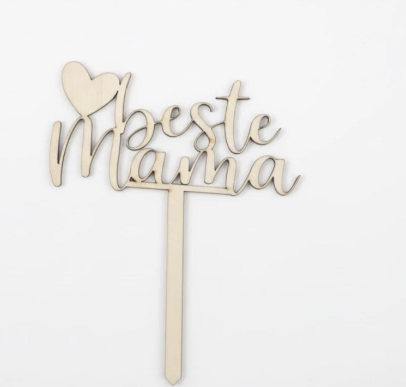 Cake Topper "Beste Mama" aus Holz – Tortenstecker Muttertag – Kuchendeko Geburtstag Mama – Lasergeschnittenes Sperrholz 3mm