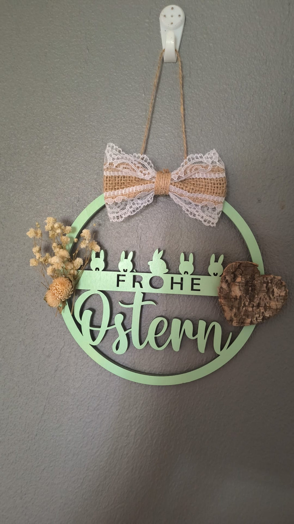 Moderner Osterkranz 17cm | Schriftzug "Frohe Ostern" | Türkranz handgemacht | Verschiedene Farben | Osterdekoration