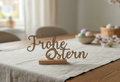 Osterdeko Aufsteller „Frohe Ostern“ | Moderner Schriftzug aus Holz | Frühlingsdeko Tischdeko | Handgefertigt