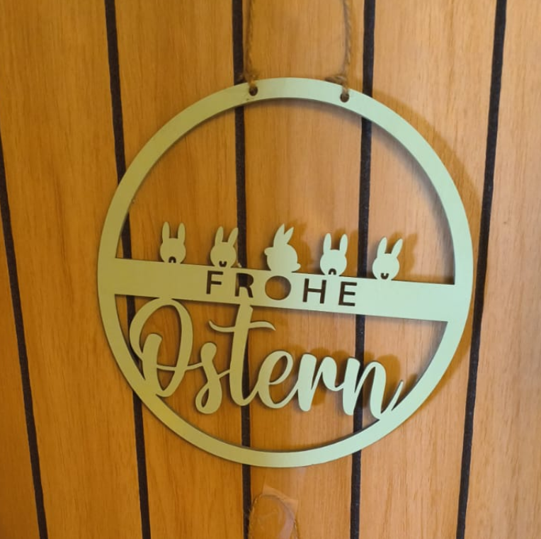Moderner Osterkranz 17cm | Schriftzug "Frohe Ostern" | Türkranz handgemacht | Verschiedene Farben | Osterdekoration